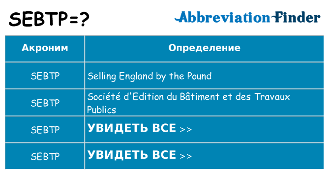 Что означает аббревиатура sebtp