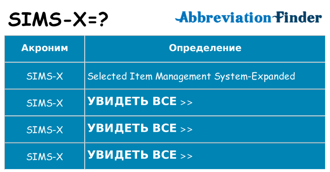 Что означает аббревиатура sims-x