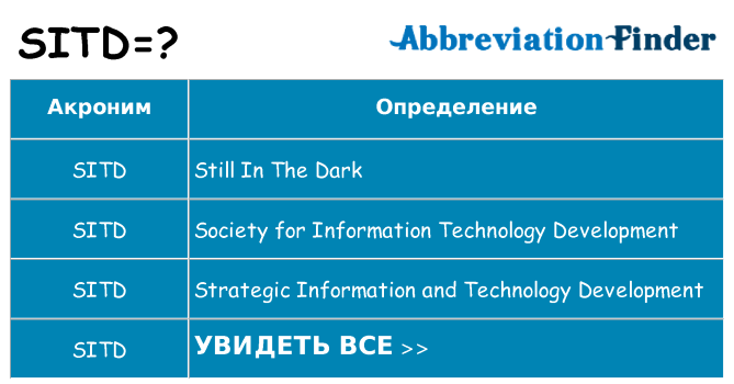 Что означает аббревиатура sitd
