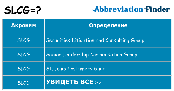 Что означает аббревиатура slcg