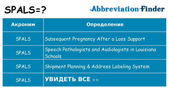 Что означает аббревиатура spals