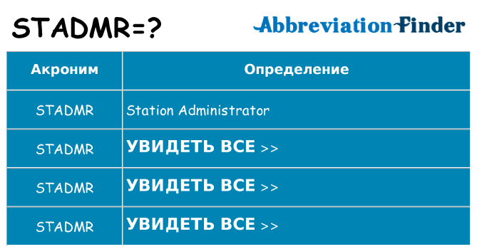 Что означает аббревиатура stadmr