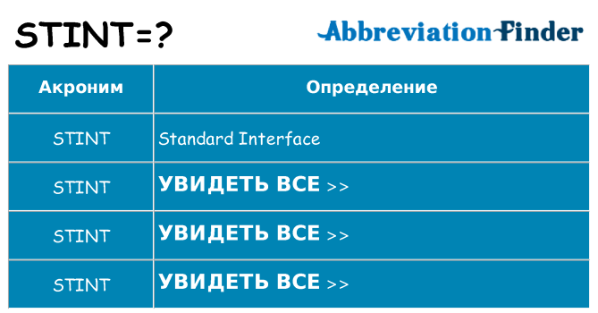 Что означает аббревиатура stint