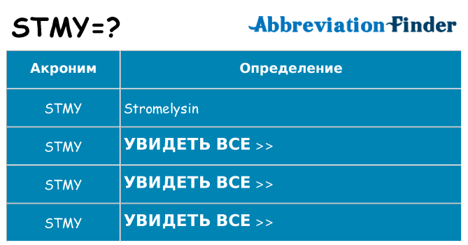 Что означает аббревиатура stmy
