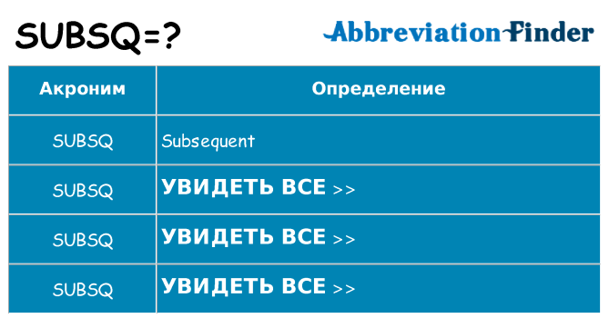 Что означает аббревиатура subsq