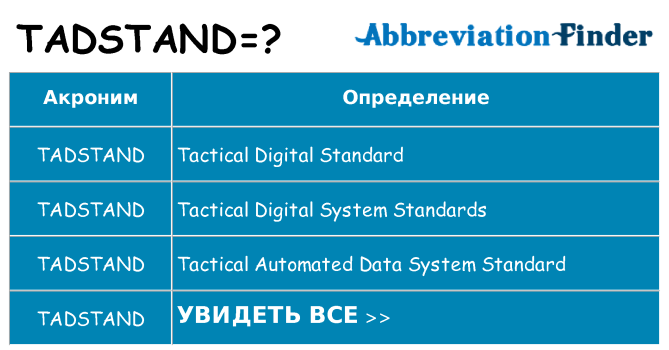 Что означает аббревиатура tadstand