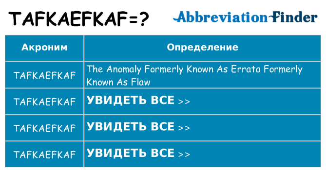 Что означает аббревиатура tafkaefkaf