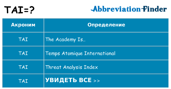 Что означает аббревиатура tai