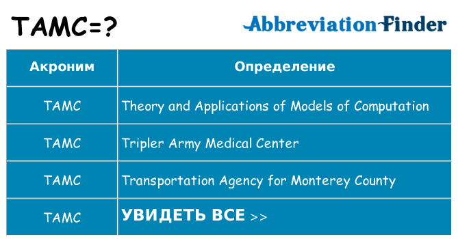 Что означает аббревиатура tamc