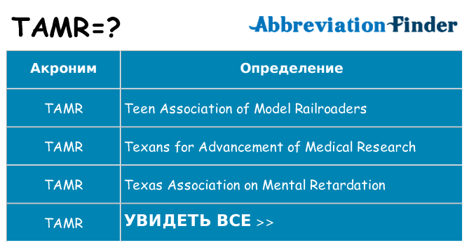 Что означает аббревиатура tamr
