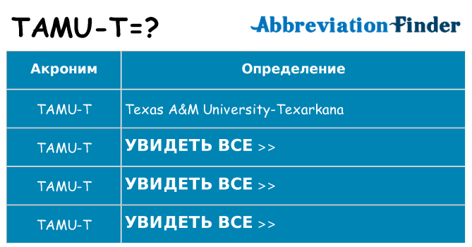 Что означает аббревиатура tamu-t