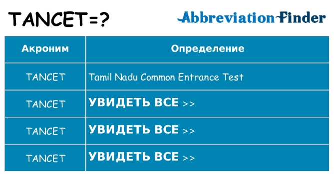 Что означает аббревиатура tancet