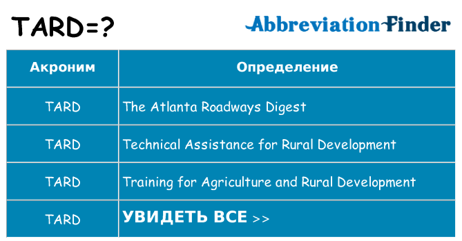 Что означает аббревиатура tard