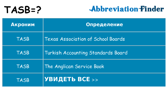 Что означает аббревиатура tasb