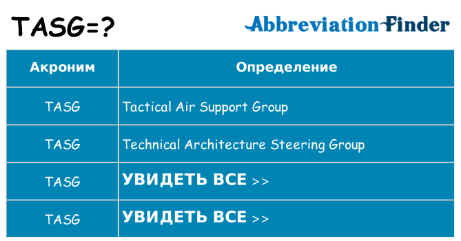 Что означает аббревиатура tasg