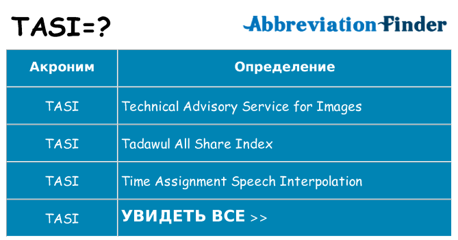 Что означает аббревиатура tasi