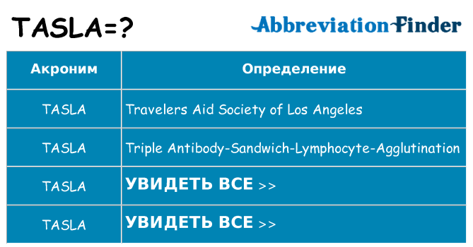 Что означает аббревиатура tasla