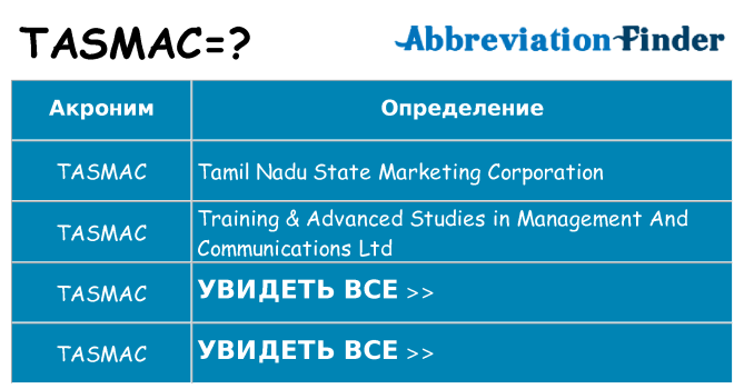 Что означает аббревиатура tasmac