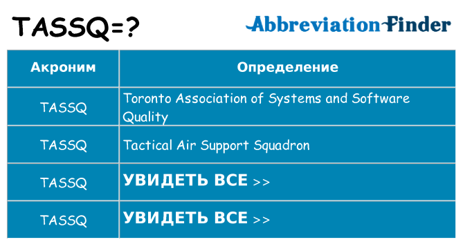 Что означает аббревиатура tassq