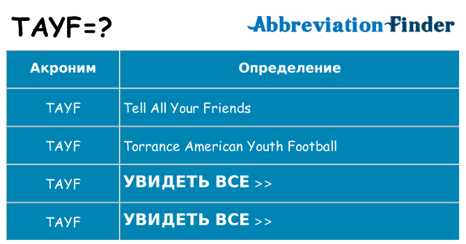 Что означает аббревиатура tayf
