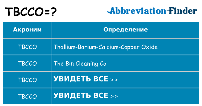 Что означает аббревиатура tbcco