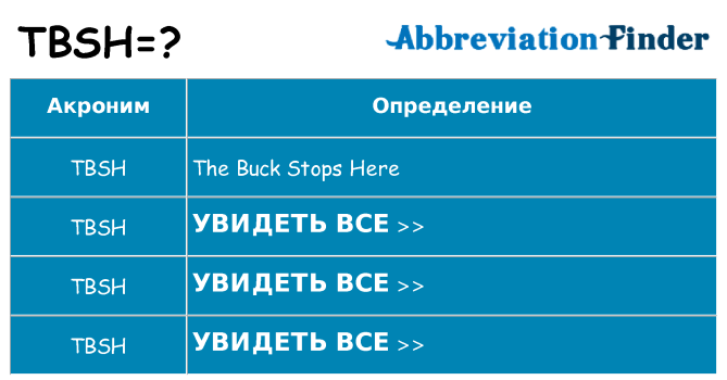 Что означает аббревиатура tbsh