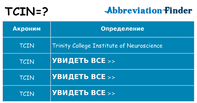 Что означает аббревиатура tcin