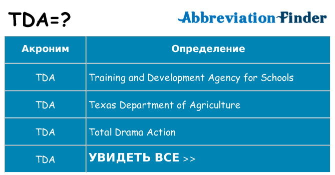 Что означает аббревиатура tda