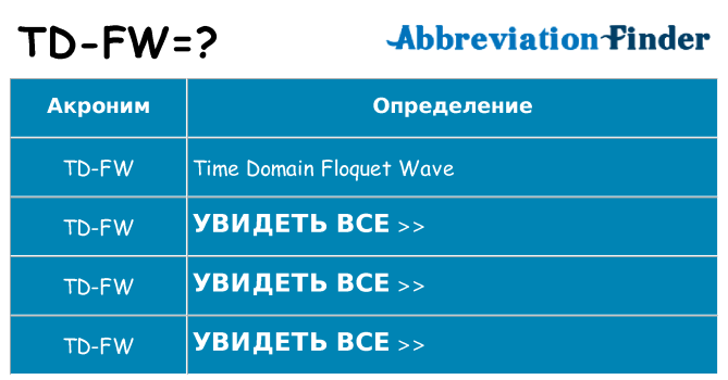 Что означает аббревиатура td-fw