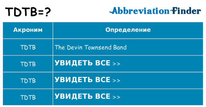 Что означает аббревиатура tdtb