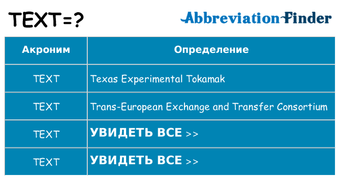 Что означает аббревиатура text