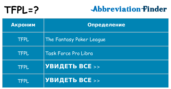 Что означает аббревиатура tfpl