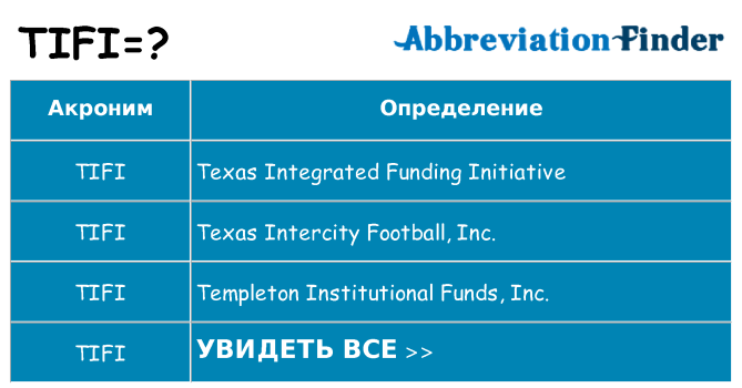 Что означает аббревиатура tifi