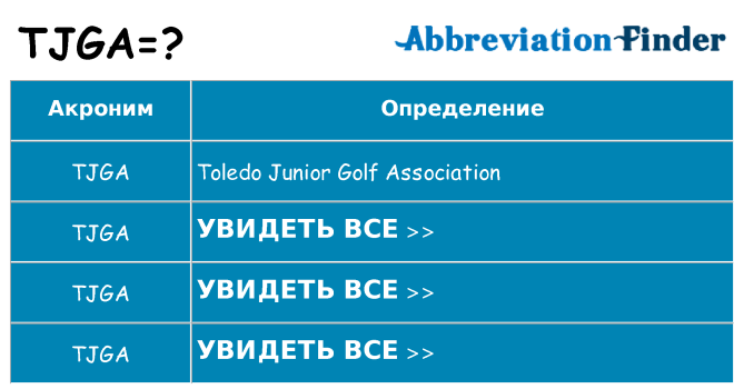 Что означает аббревиатура tjga