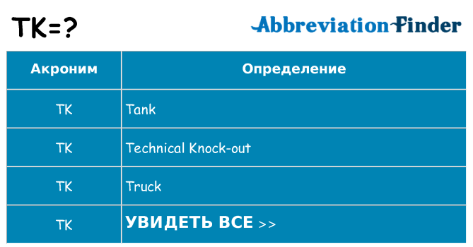 Что означает аббревиатура tk