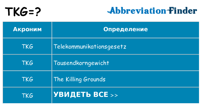 Что означает аббревиатура tkg