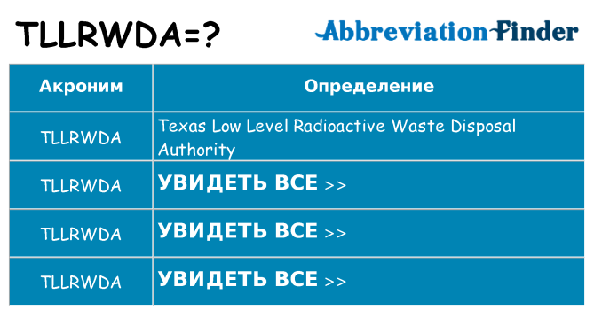 Что означает аббревиатура tllrwda