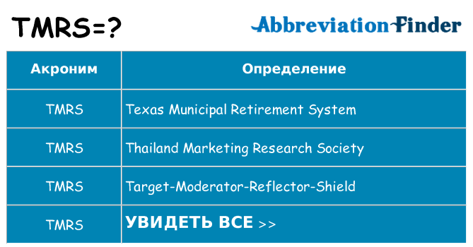 Что означает аббревиатура tmrs