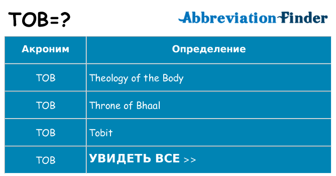 Что означает аббревиатура tob