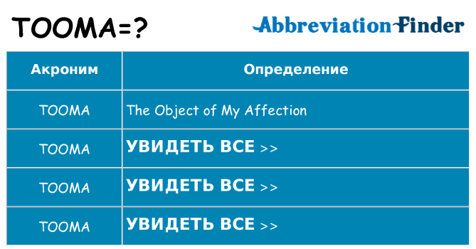 Что означает аббревиатура tooma