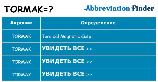 Что означает аббревиатура tormak