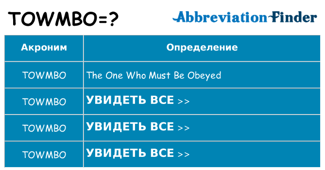 Что означает аббревиатура towmbo