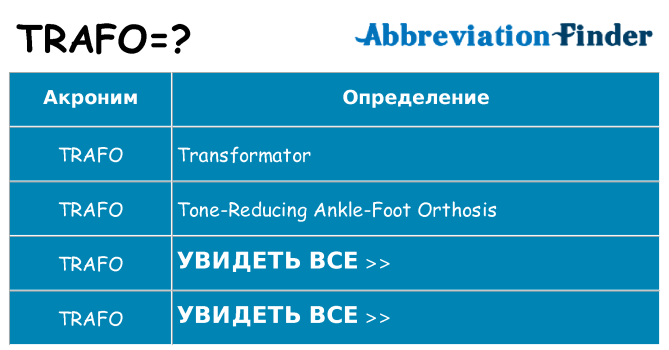 Что означает аббревиатура trafo