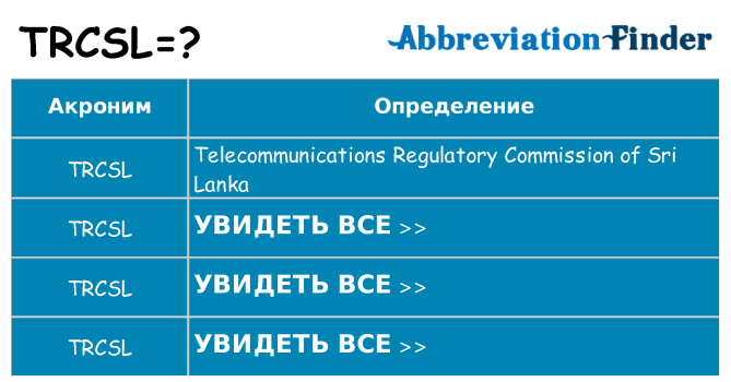 Что означает аббревиатура trcsl