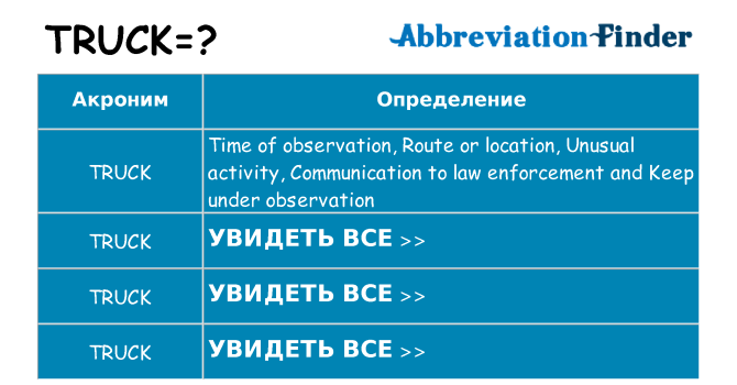 Что означает аббревиатура truck