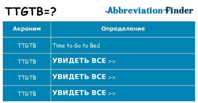 Что означает аббревиатура ttgtb