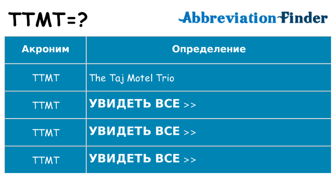 Что означает аббревиатура ttmt