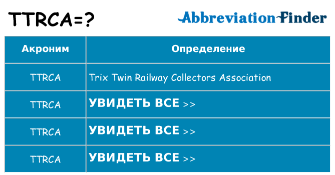 Что означает аббревиатура ttrca