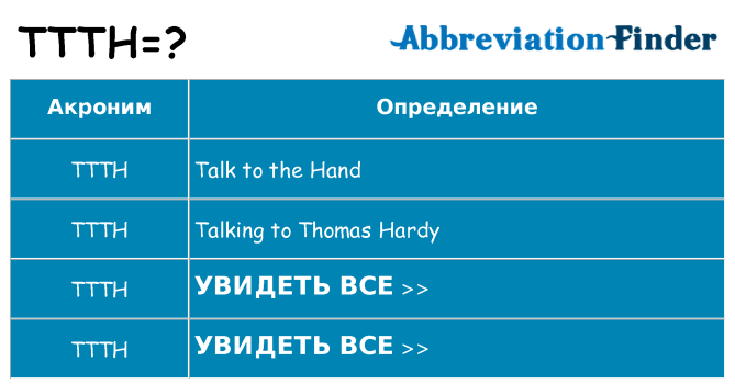 Что означает аббревиатура ttth