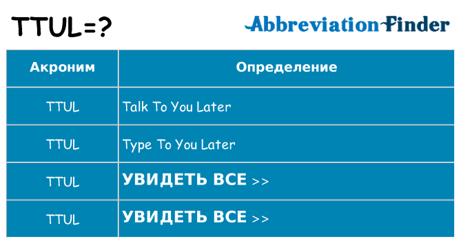 Что означает аббревиатура ttul